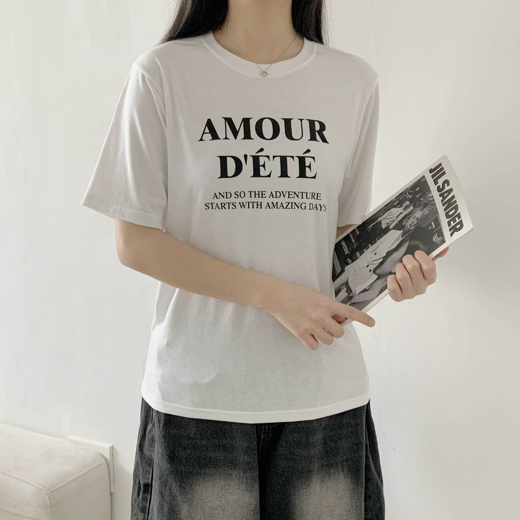 ラウンドネック半袖レタリングTシャツ | 詳細画像10