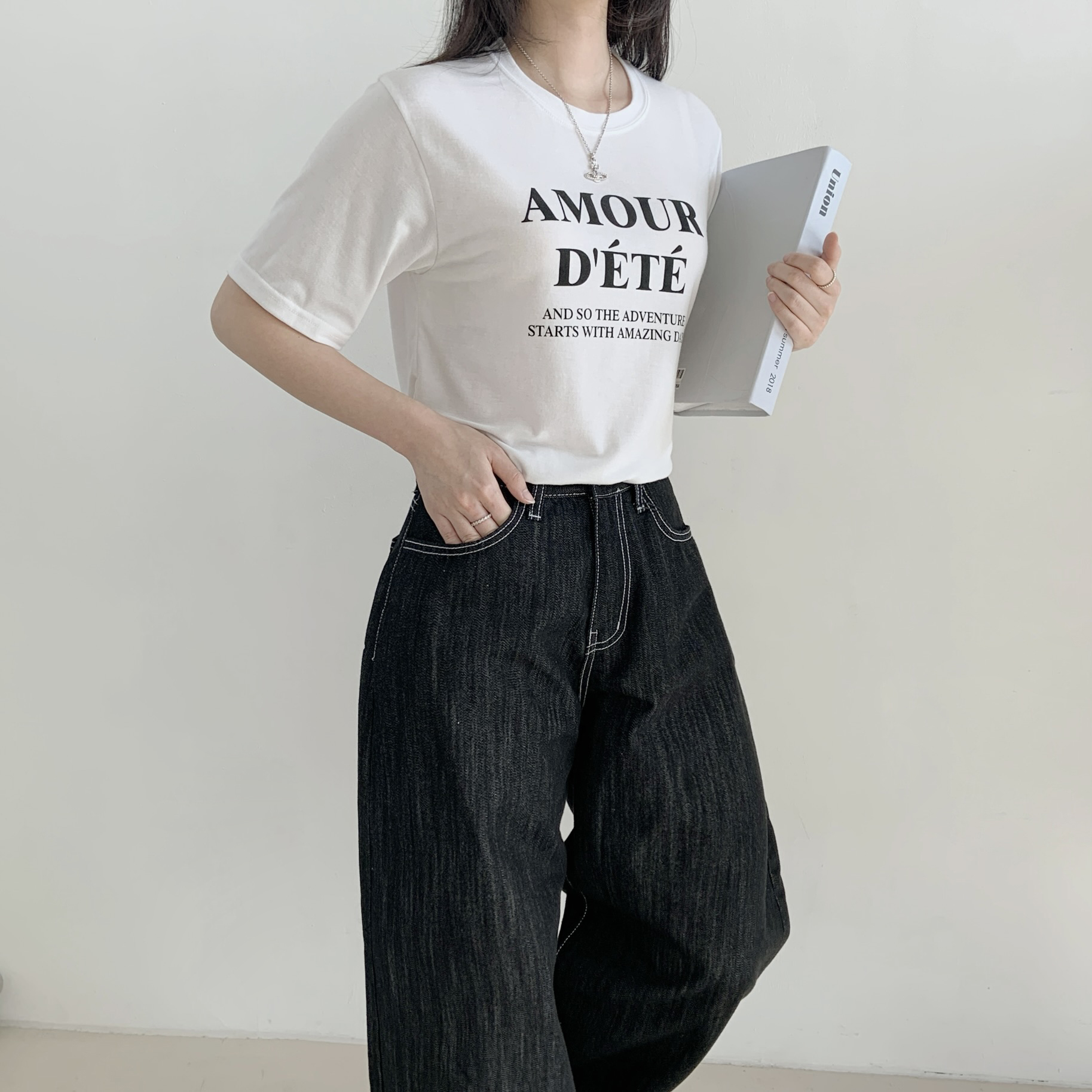 ラウンドネック半袖レタリングTシャツ | 詳細画像11