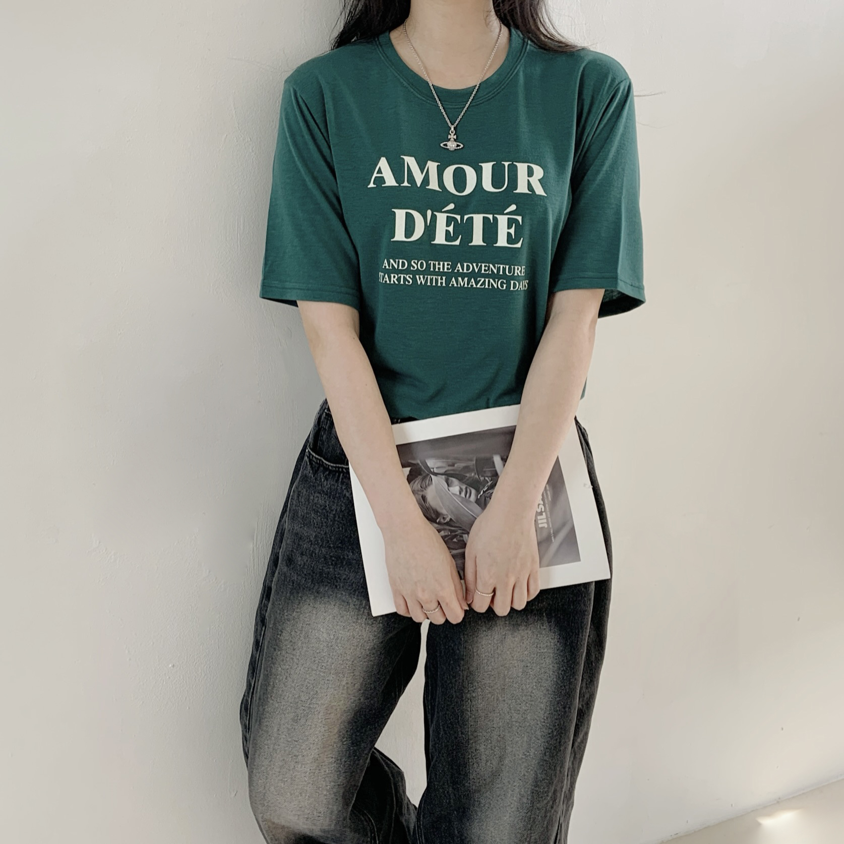 ラウンドネック半袖レタリングTシャツ | 詳細画像3