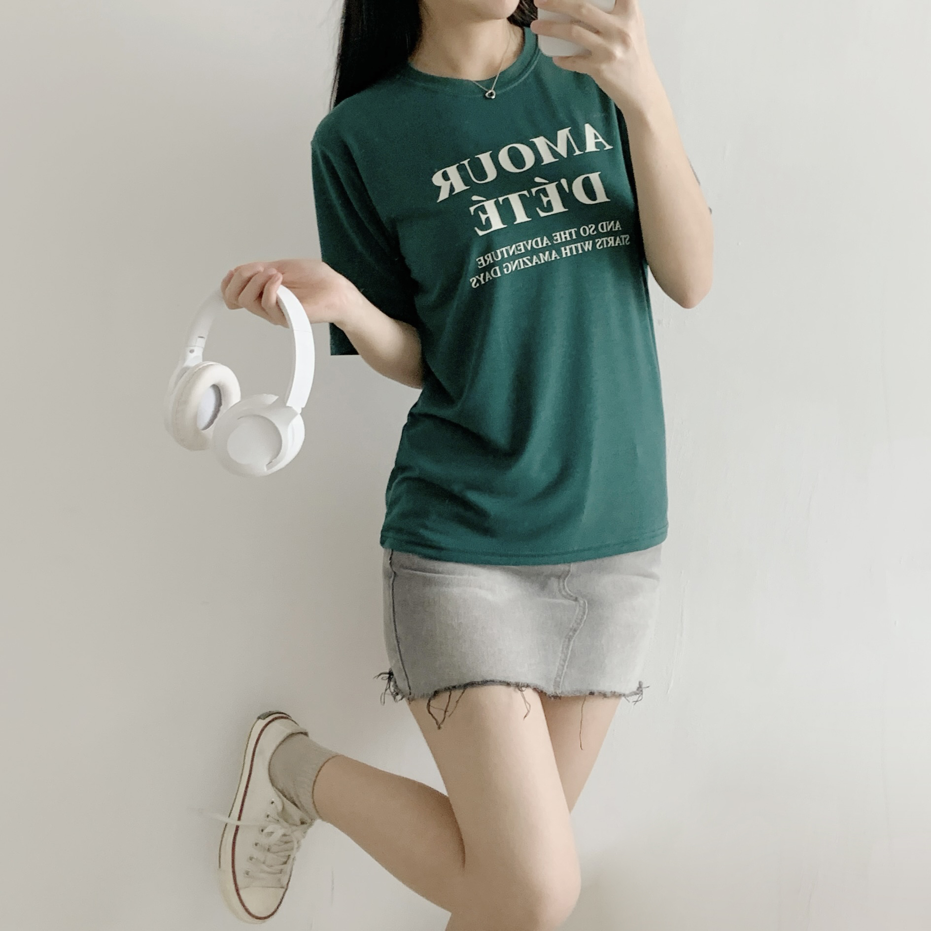 ラウンドネック半袖レタリングTシャツ | 詳細画像4