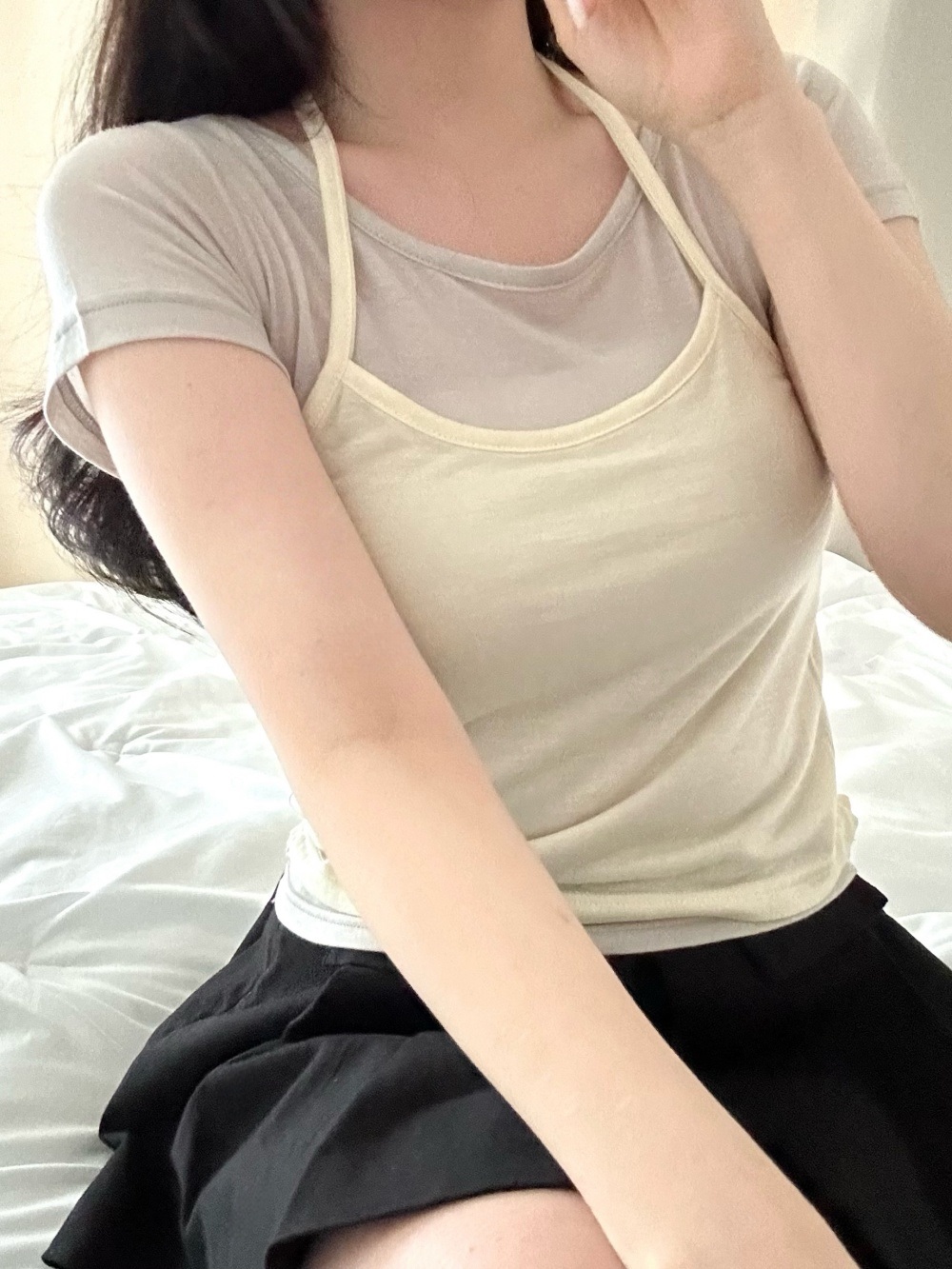 配色ラウンドネックレイヤード風半袖Tシャツ | 詳細画像2
