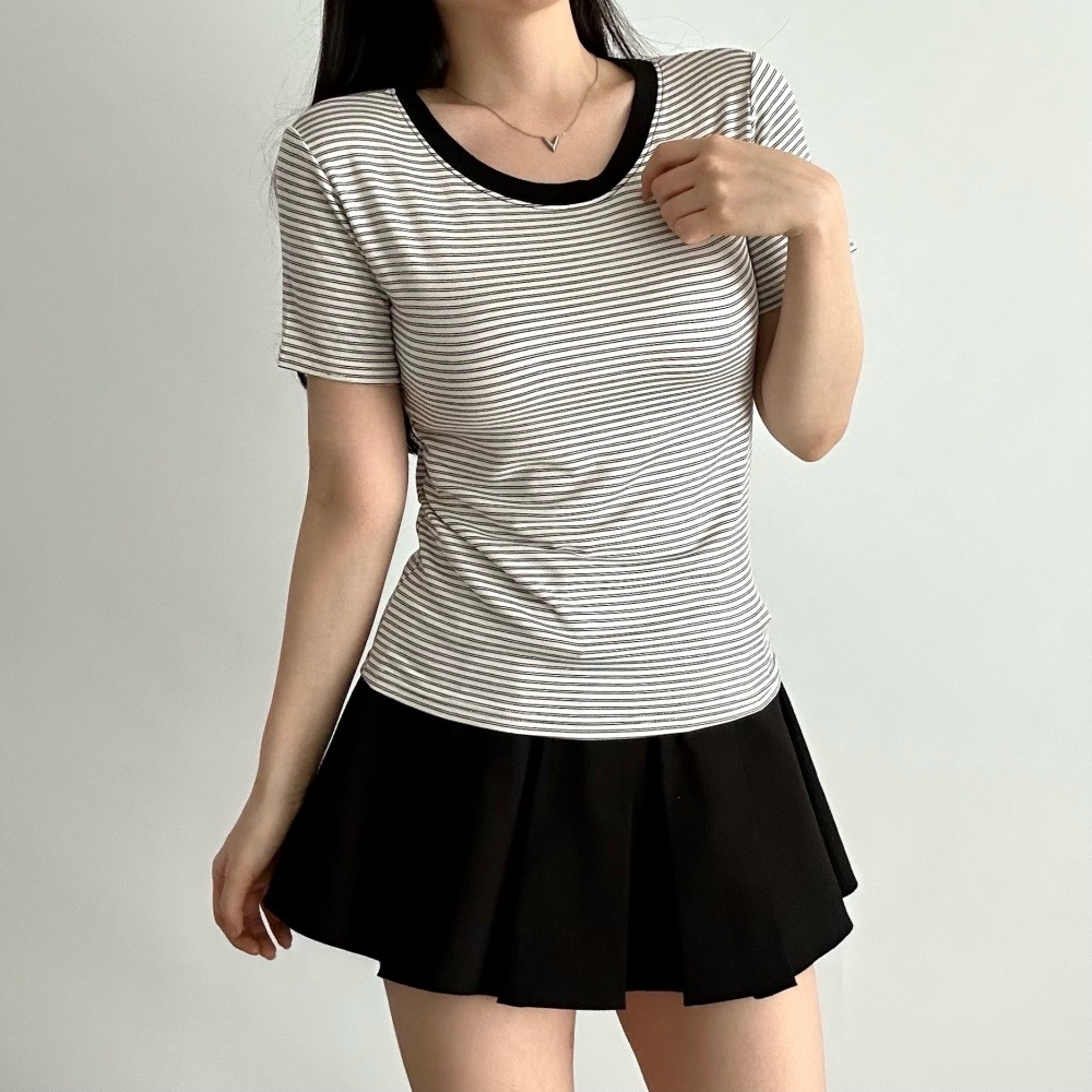 コンビラウンドネック半袖ボーダーTシャツ | 詳細画像2