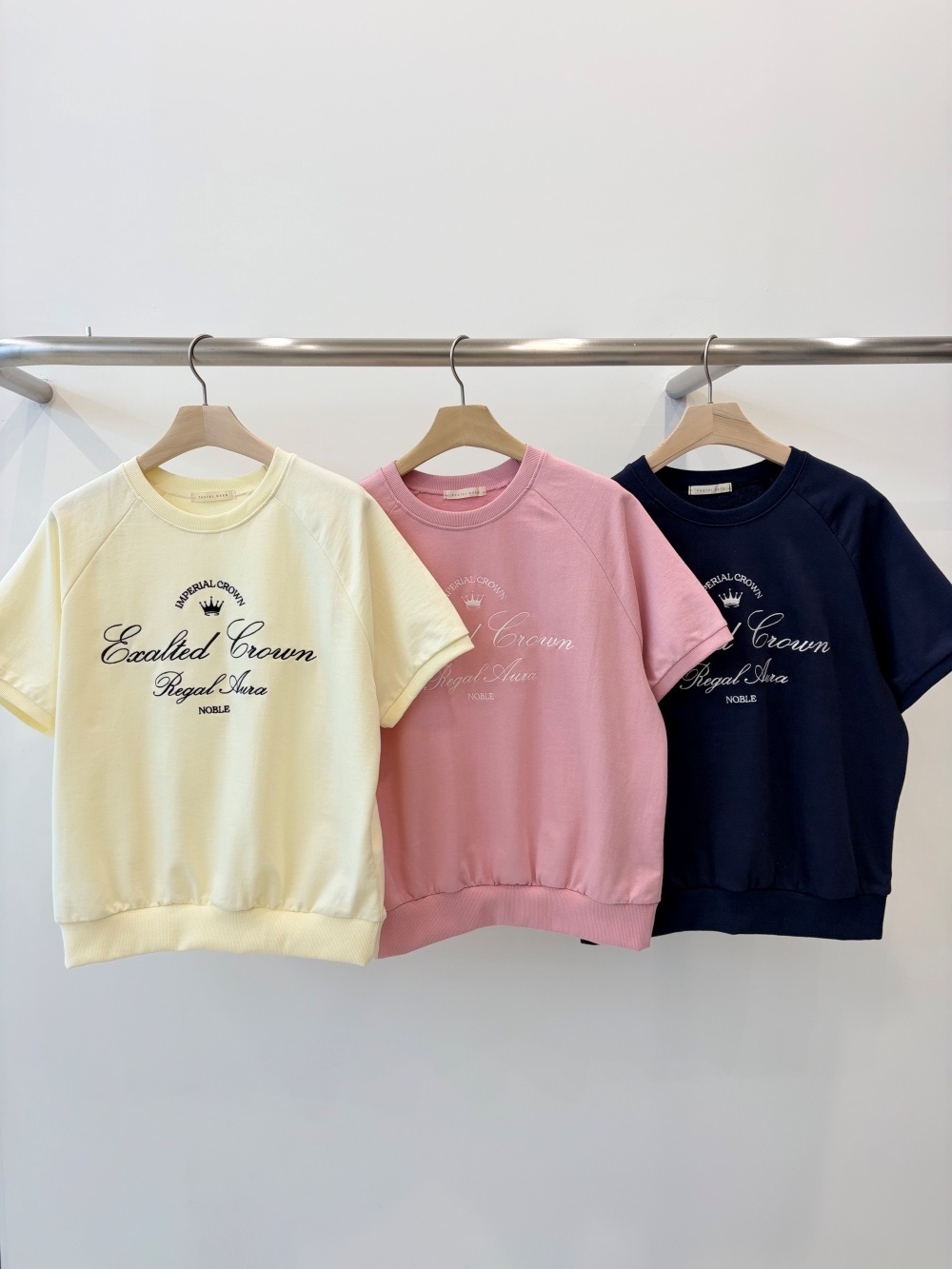 コットンラウンドネックラグラン半袖レタリング刺繍スウェット | 詳細画像6