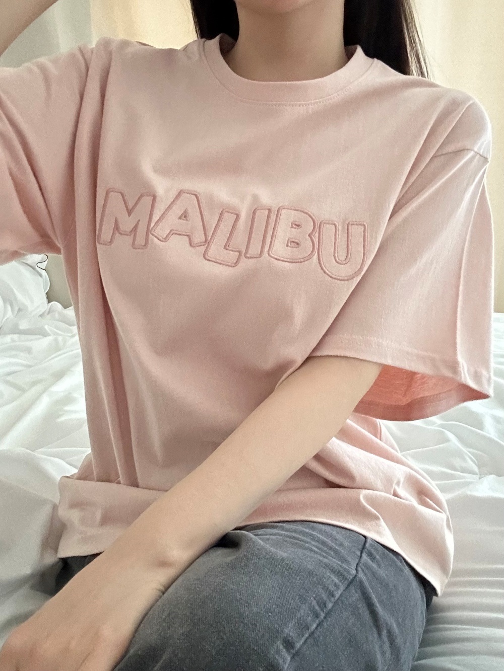 コットンパッチオーバーサイズ半袖刺繍Tシャツ | 詳細画像3