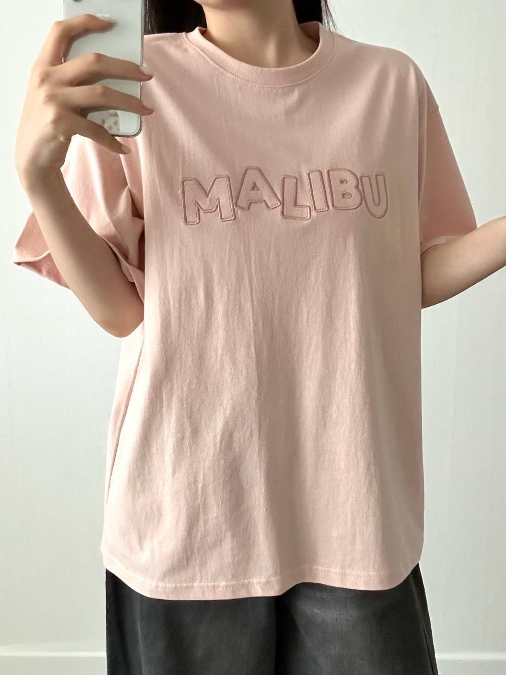 コットンパッチオーバーサイズ半袖刺繍Tシャツ | 詳細画像5