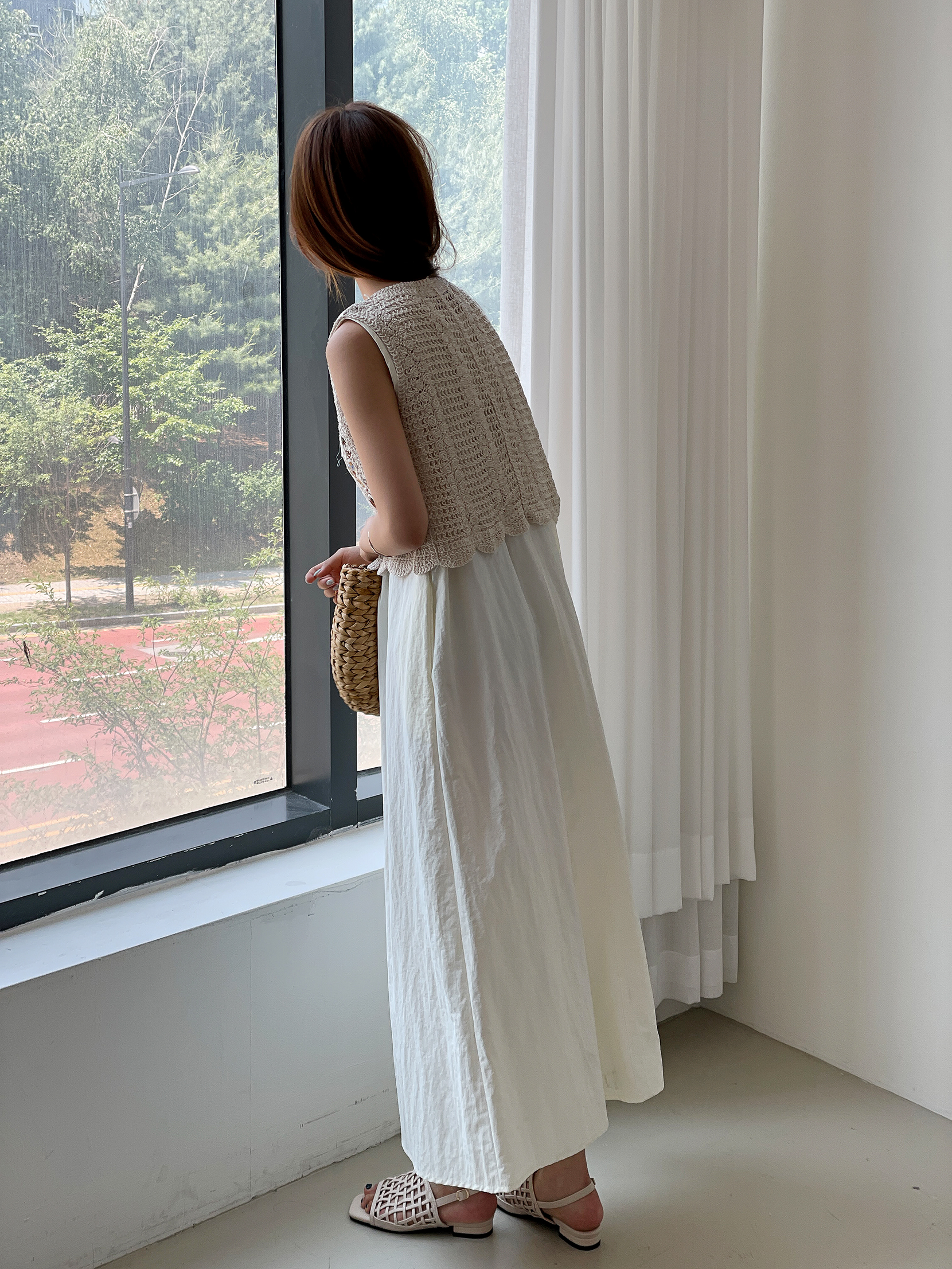 ボタンVネックスリム刺繍刺繍ベスト | 詳細画像7