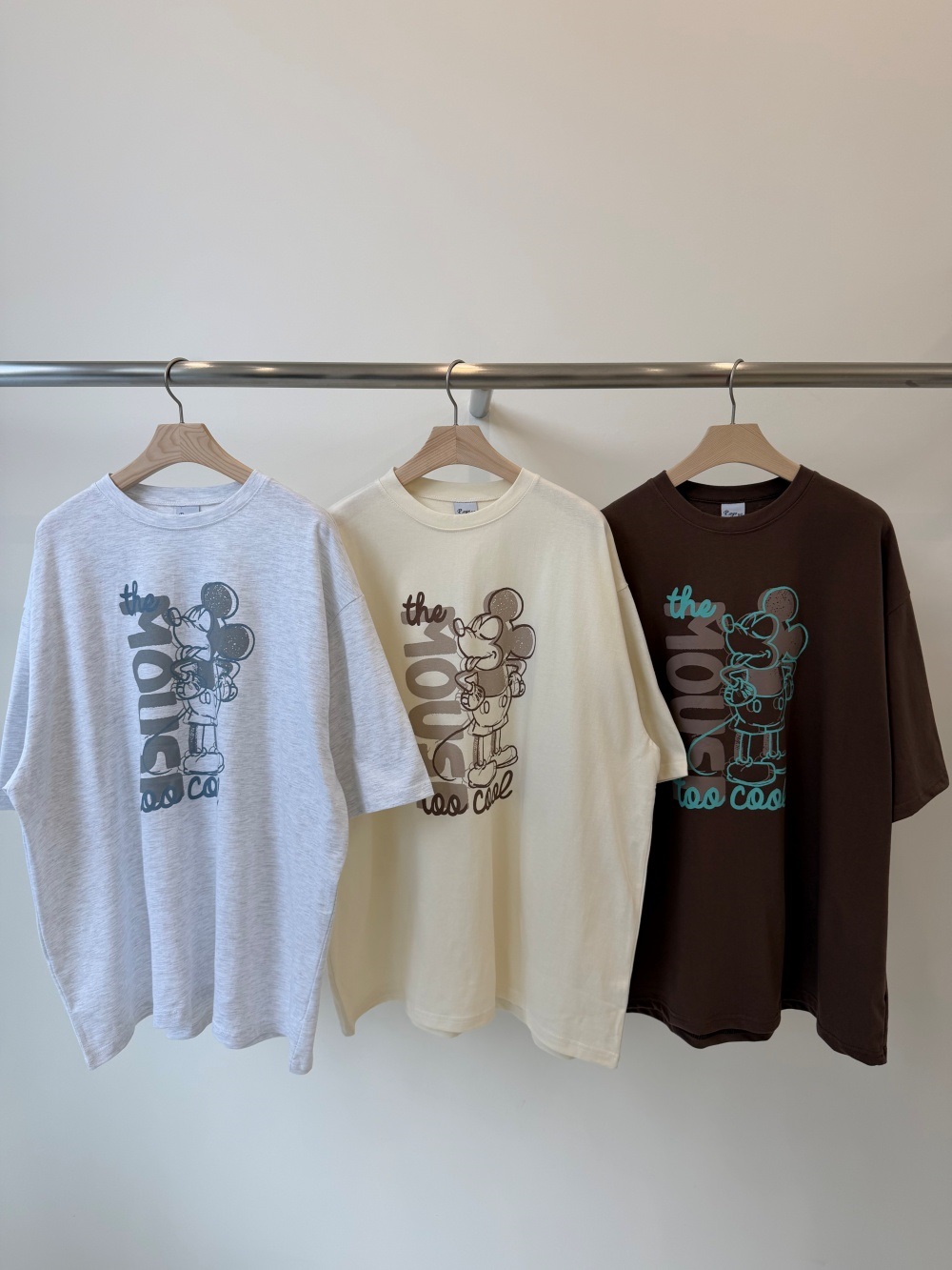 コットンスクエアネックオーバーサイズルーズドロップショルダープリントTシャツ | 詳細画像7