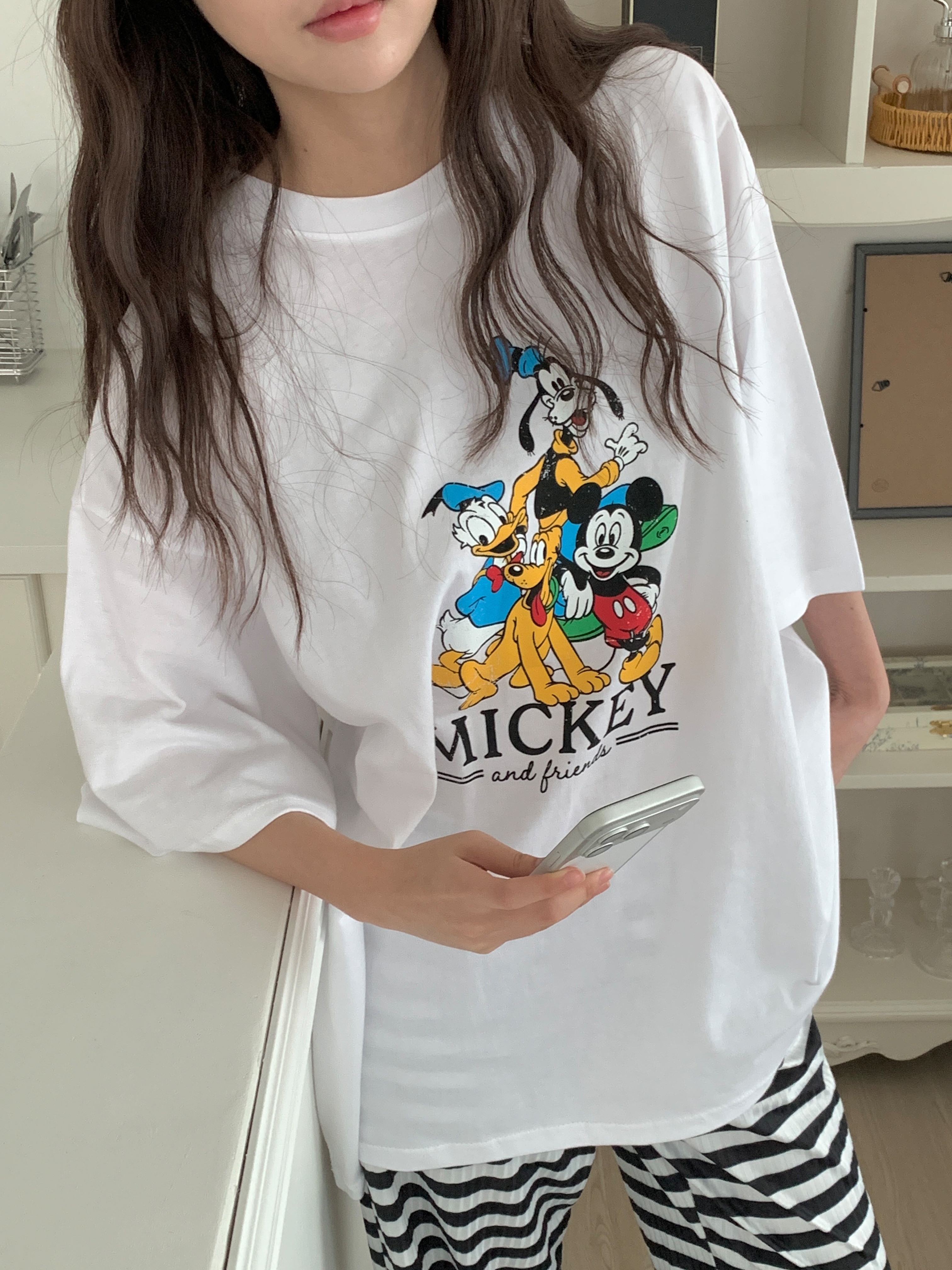 コットンラウンドネックオーバーサイズルーズドロップショルダープリント | 詳細画像3