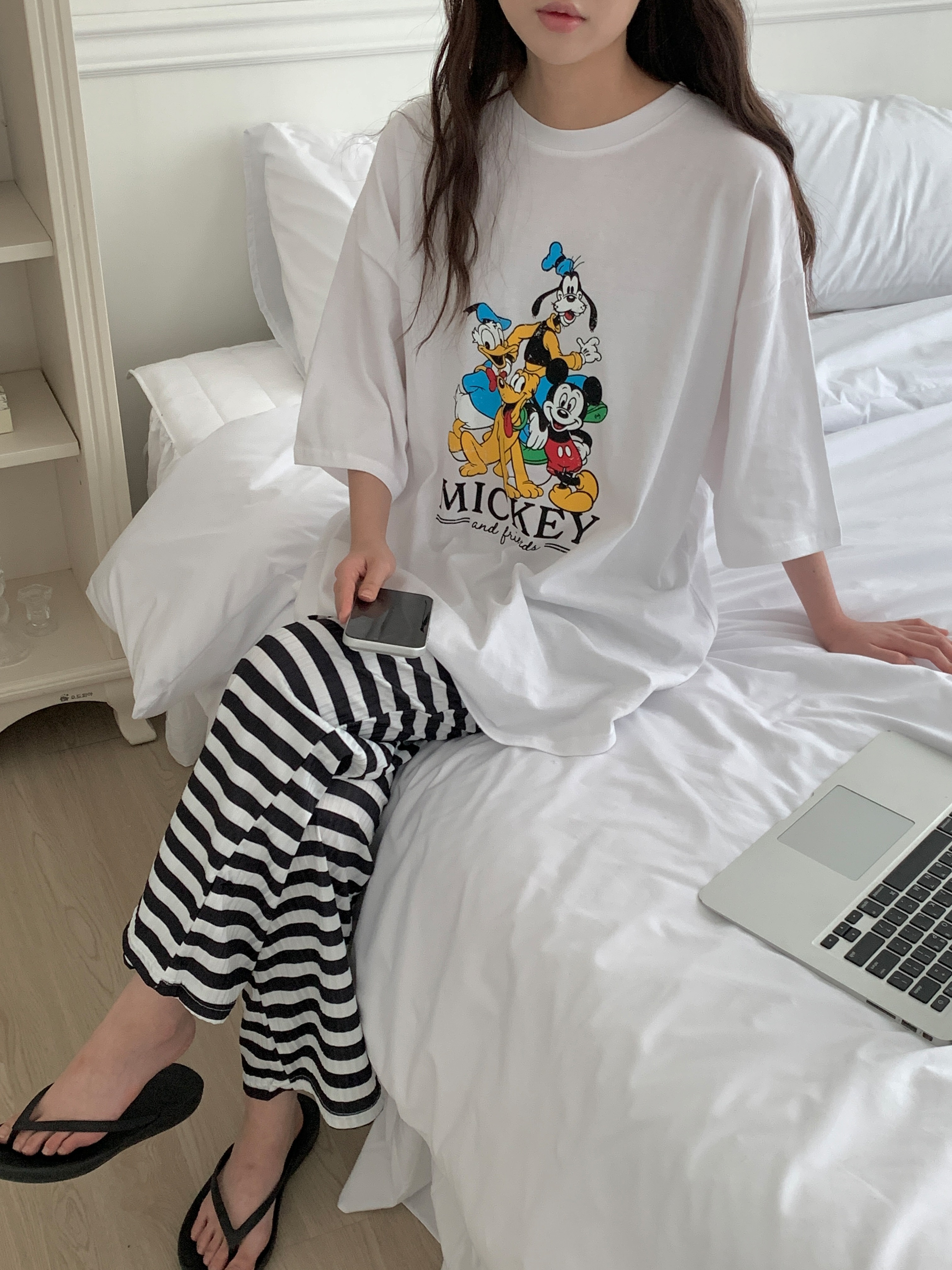 コットンラウンドネックオーバーサイズルーズドロップショルダープリント | 詳細画像4