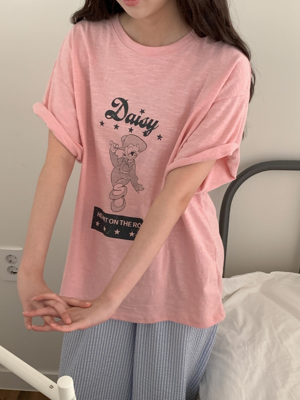 コットンラウンドネックボクシー半袖プリントTシャツ | 詳細画像2
