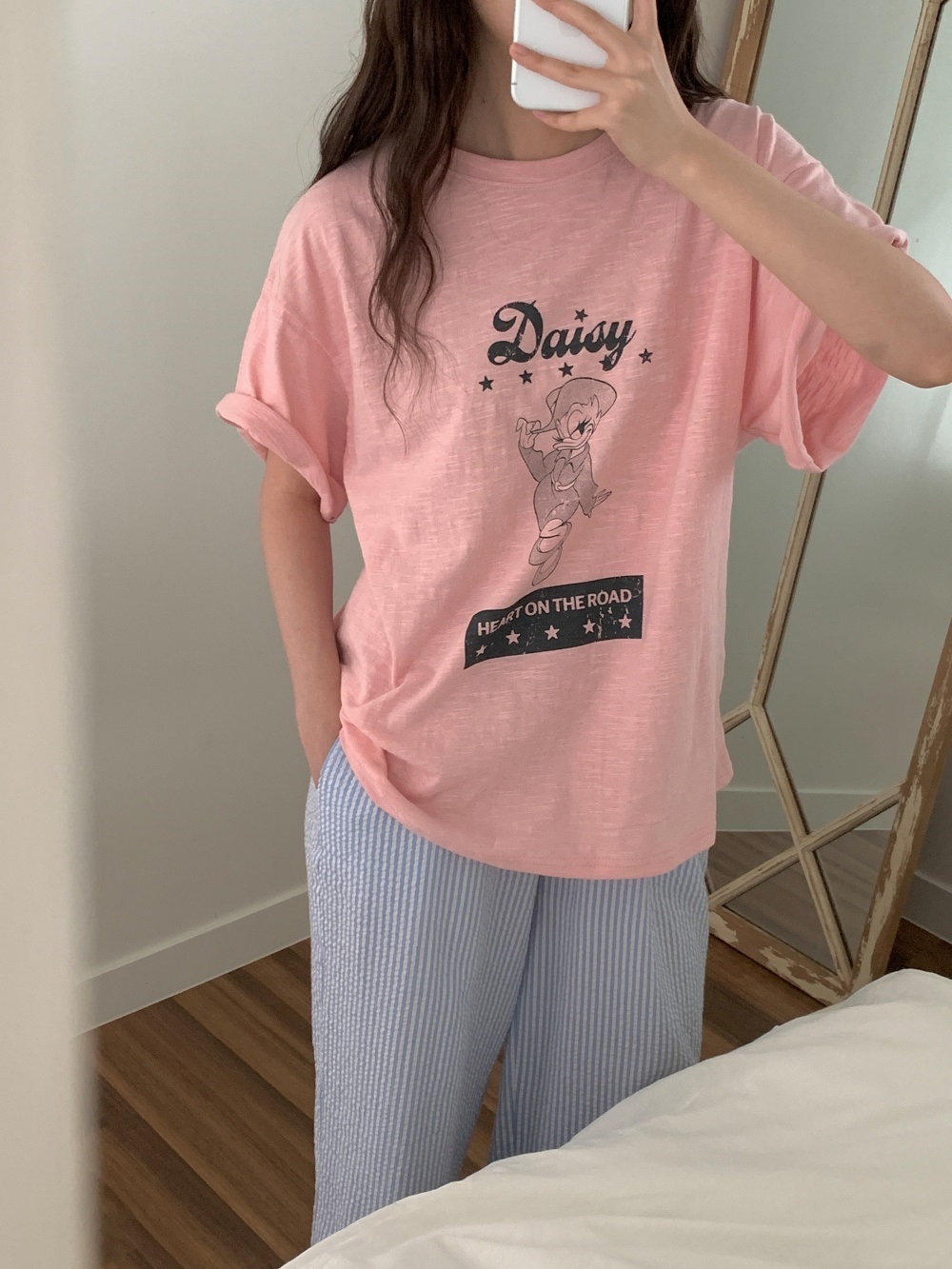 コットンラウンドネックボクシー半袖プリントTシャツ | 詳細画像3