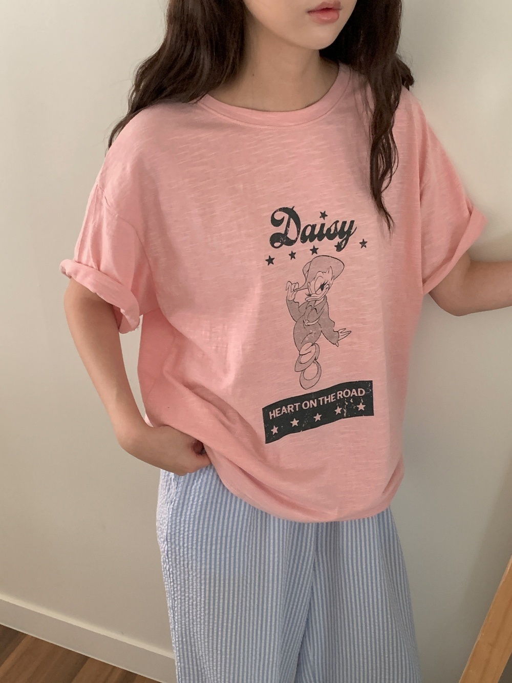 コットンラウンドネックボクシー半袖プリントTシャツ | 詳細画像4