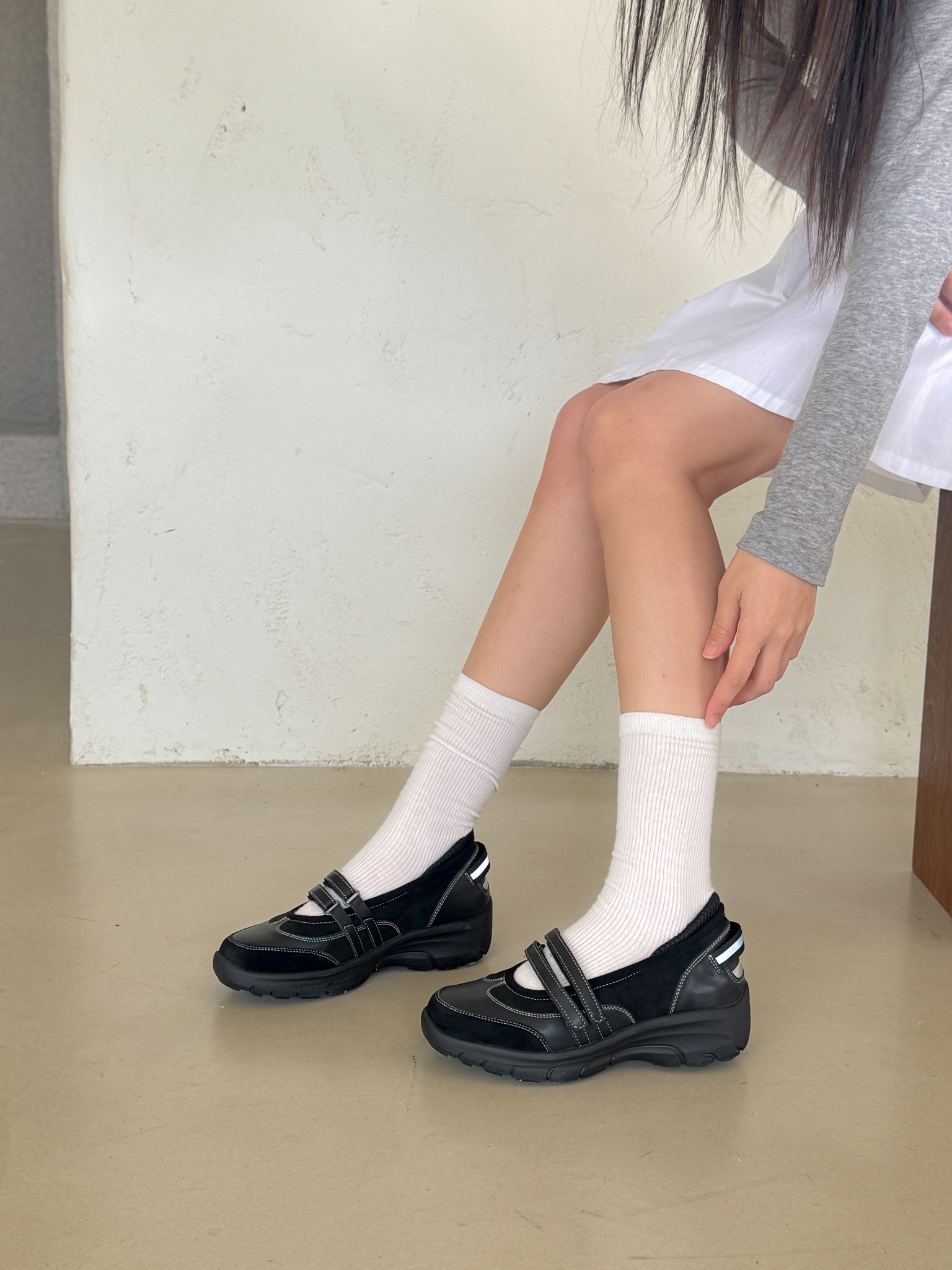 レザー調コンビベルクロ配色スニーカー | 詳細画像30