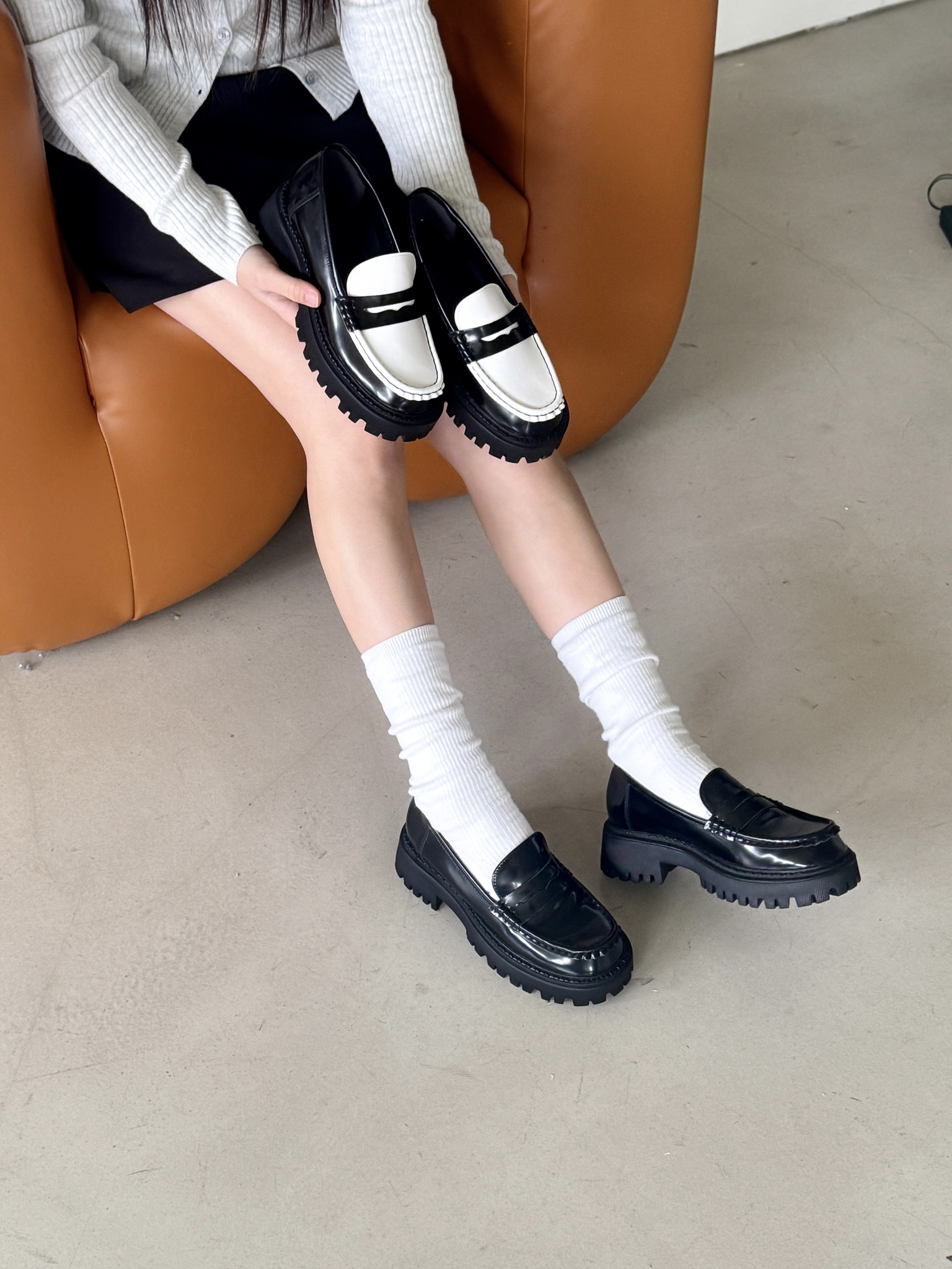 レザー調グロス配色ローファー | 詳細画像23