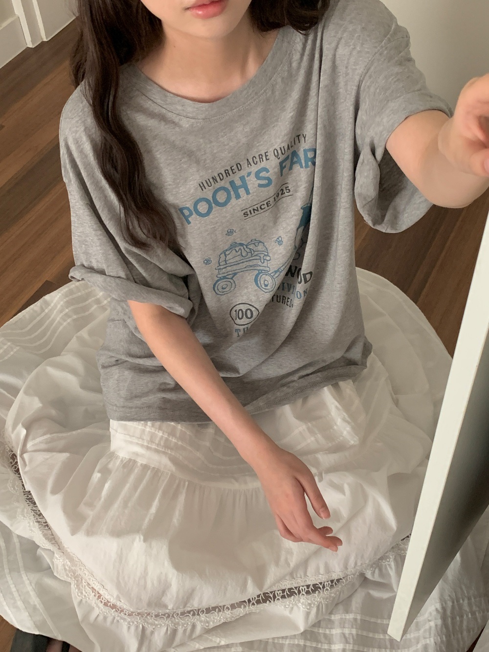 コットンラウンドネックオーバーサイズドロップショルダープリントTシャツ | 詳細画像2