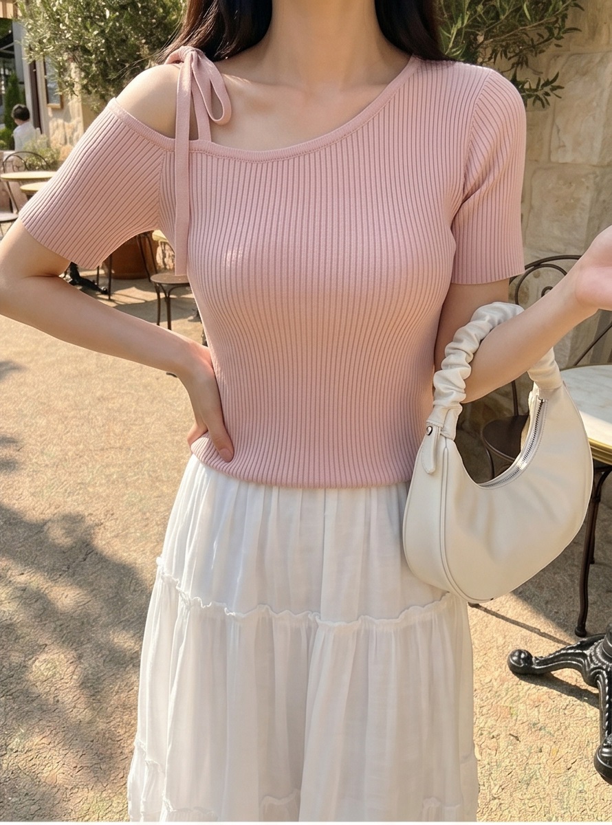 ストラップオフショルダー半袖ニット | 詳細画像16