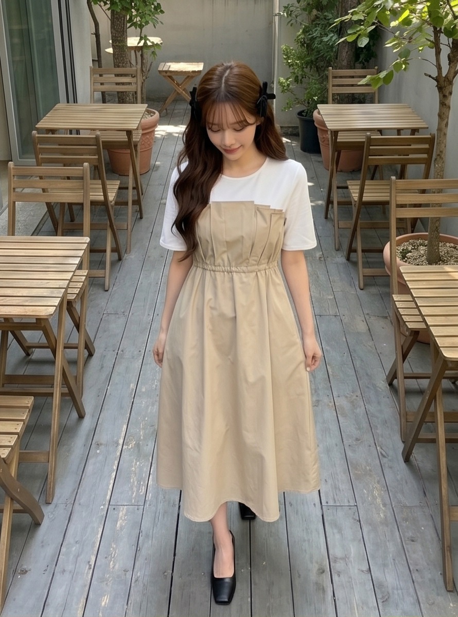プリーツドローコードロング半袖ワンピース | 詳細画像8