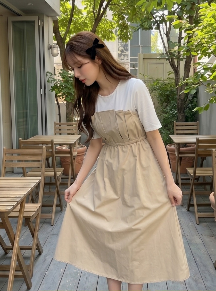 プリーツドローコードロング半袖ワンピース | 詳細画像15