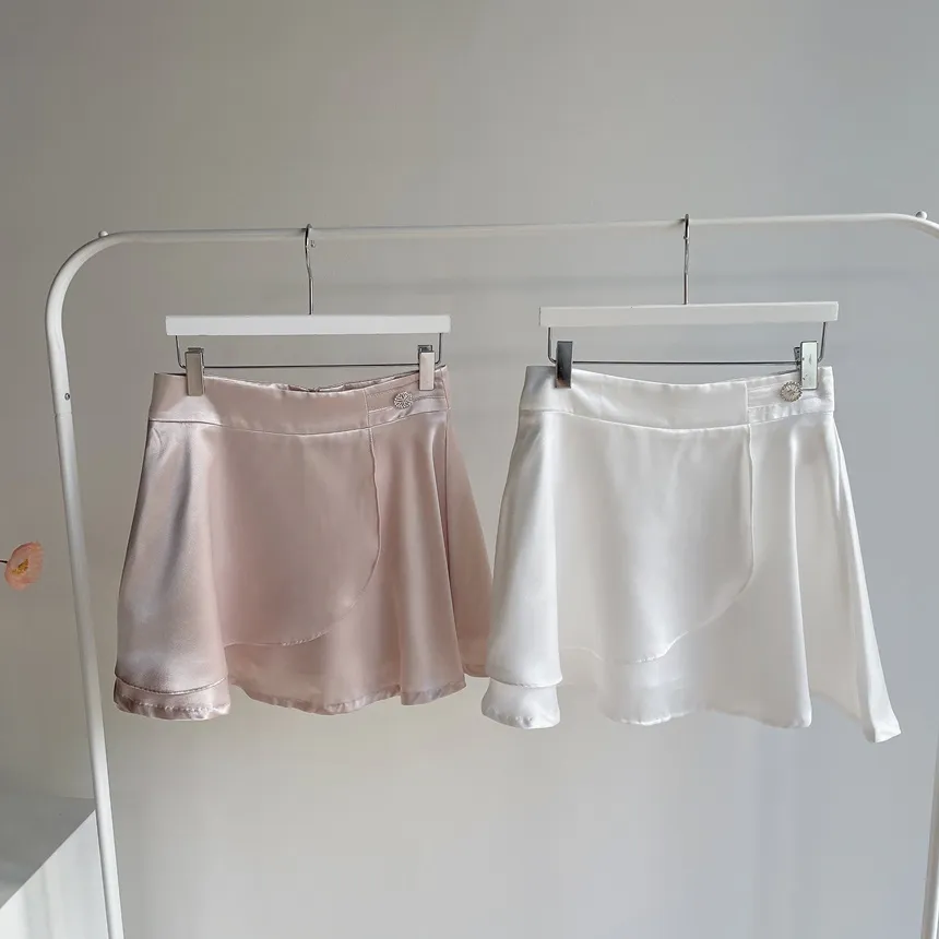 シフォンラップ調フレアボタンショートヒドゥンジッパースカートパンツ | mirangmirang | 詳細画像63