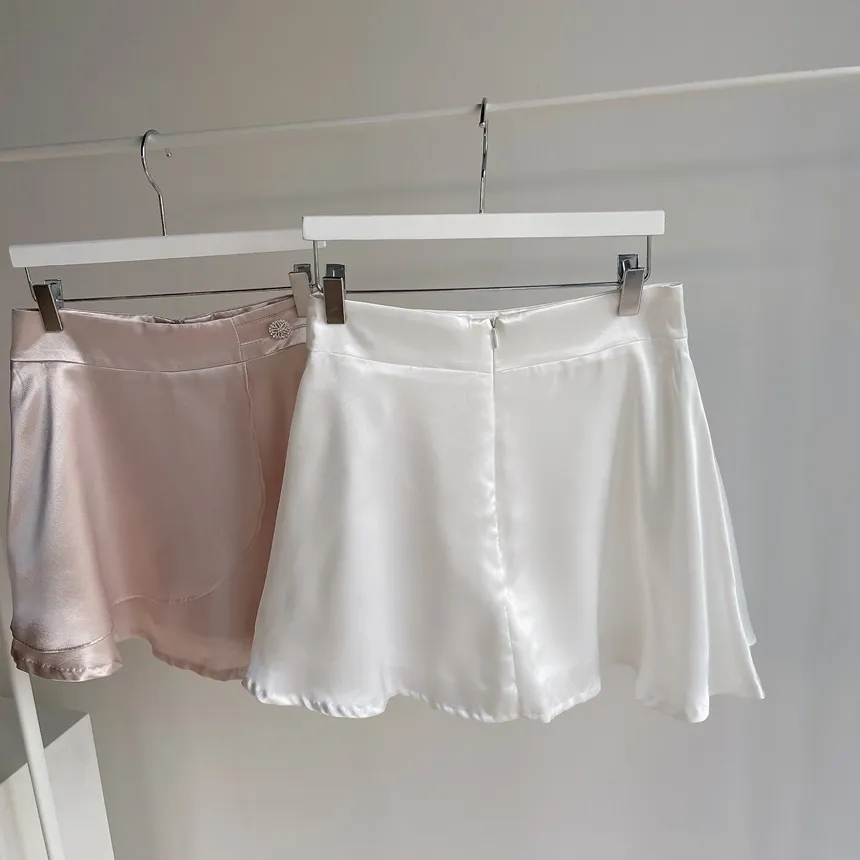 シフォンラップ調フレアボタンショートヒドゥンジッパースカートパンツ | mirangmirang | 詳細画像66