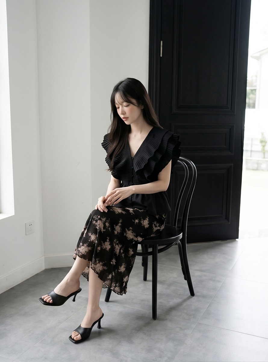 ジップアップスリムマーメイド小花柄スカート | 詳細画像19