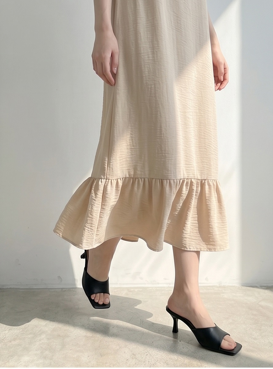 シフォンフリルロングルーズバックレスキャミワンピース | 詳細画像12