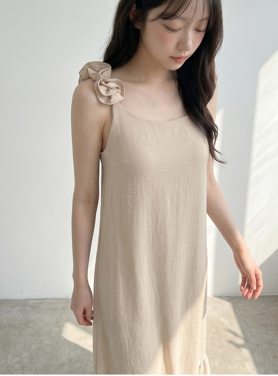 シフォンフリルロングルーズバックレスキャミワンピース | 詳細画像13