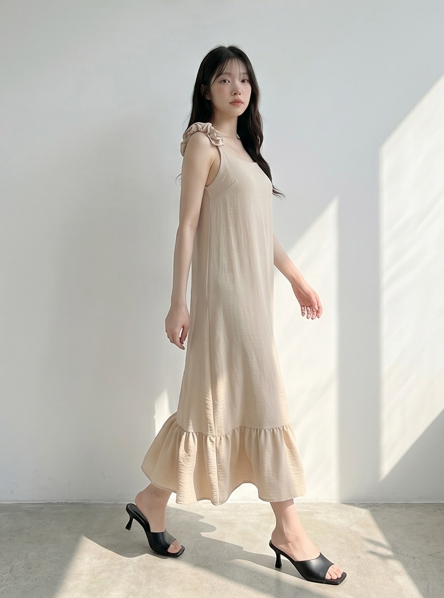 シフォンフリルロングルーズバックレスキャミワンピース | 詳細画像17
