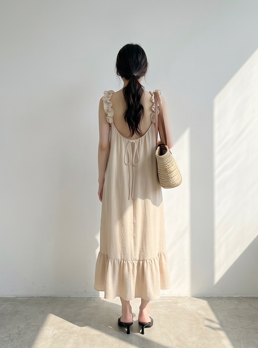 シフォンフリルロングルーズバックレスキャミワンピース | 詳細画像18