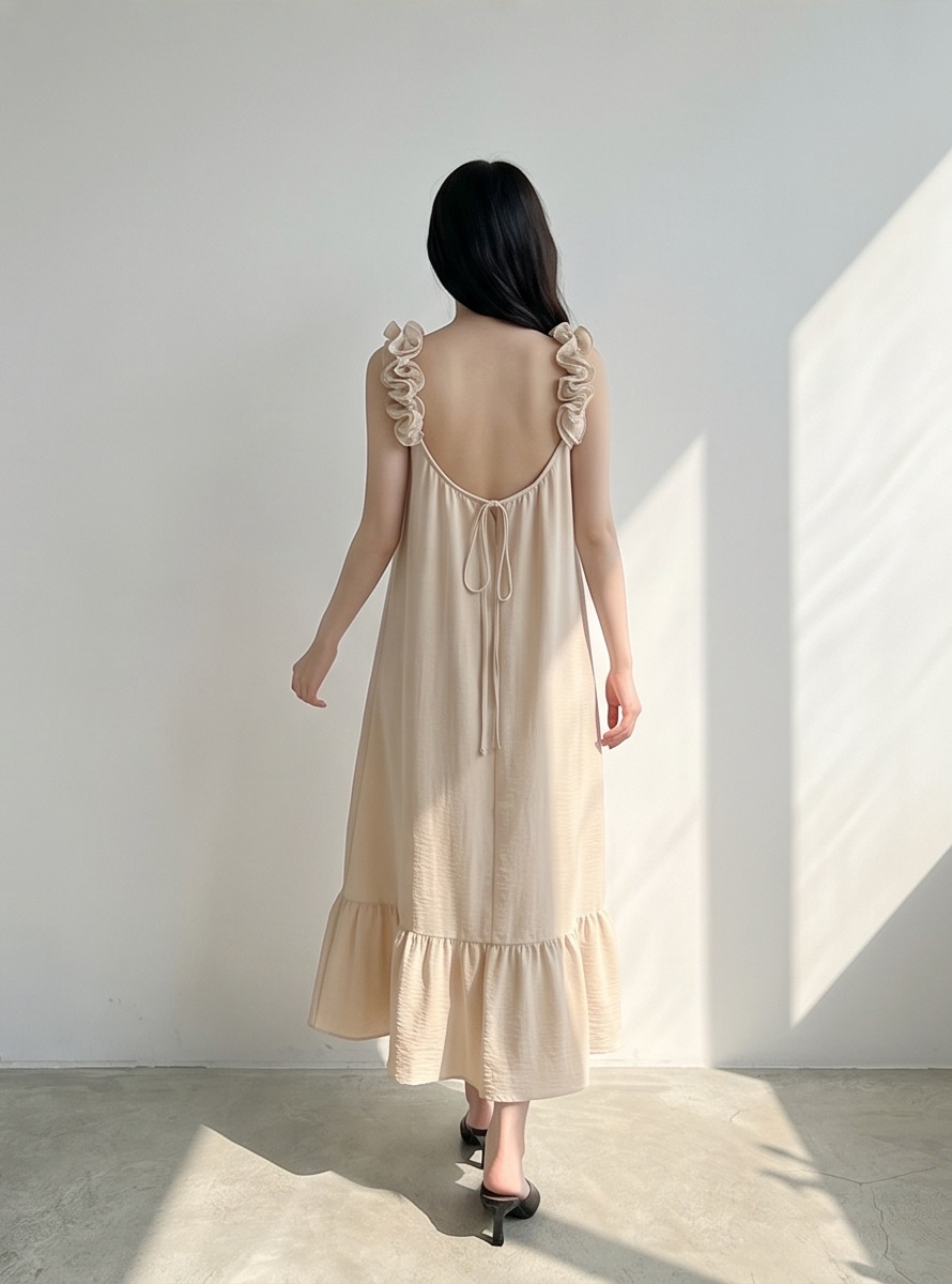 シフォンフリルロングルーズバックレスキャミワンピース | 詳細画像23