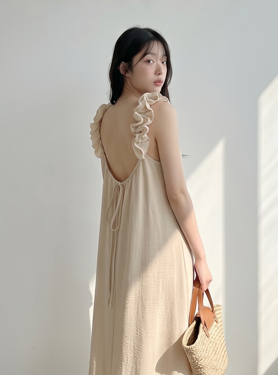 シフォンフリルロングルーズバックレスキャミワンピース | 詳細画像32