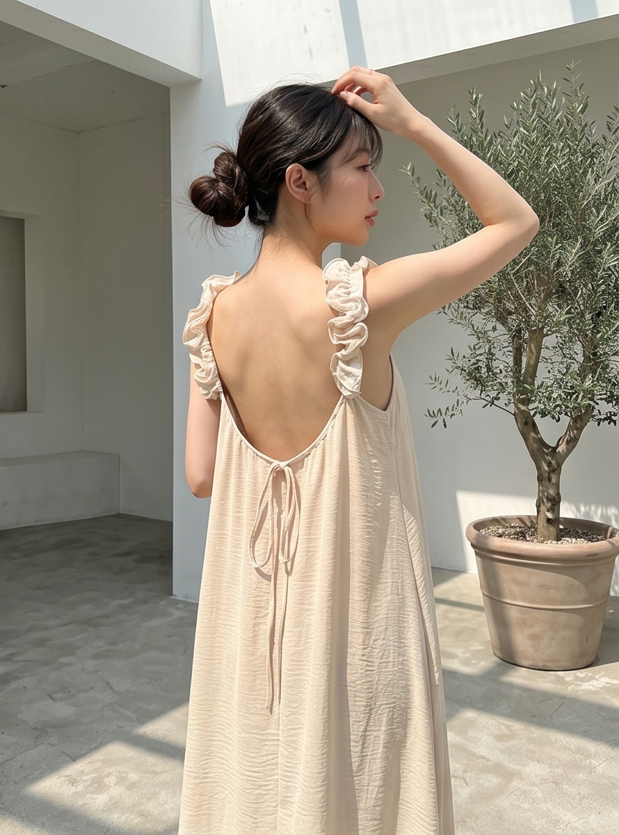 シフォンフリルロングルーズバックレスキャミワンピース | 詳細画像34