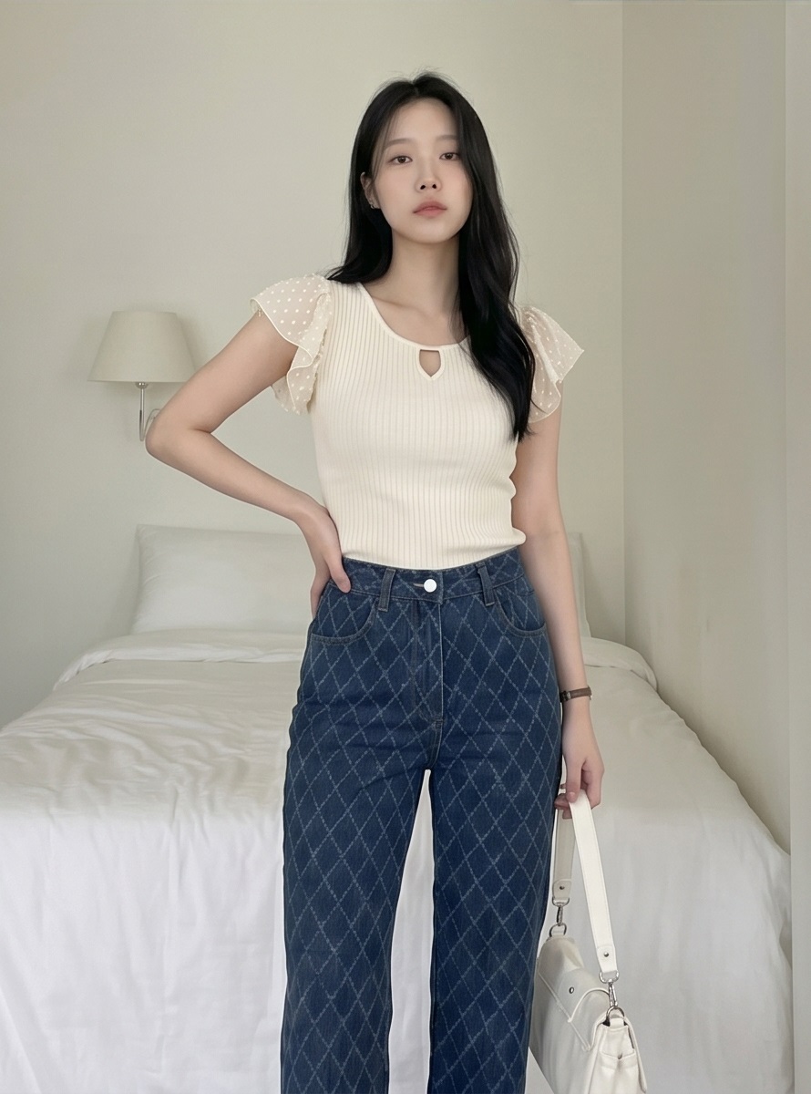 ウォッシングストレートキルティングデニムパンツ | 詳細画像10
