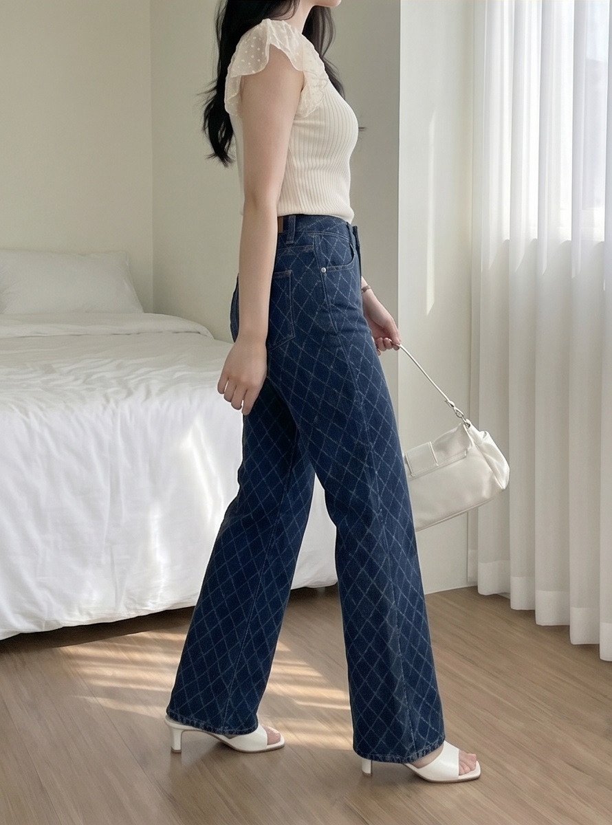 ウォッシングストレートキルティングデニムパンツ | 詳細画像17