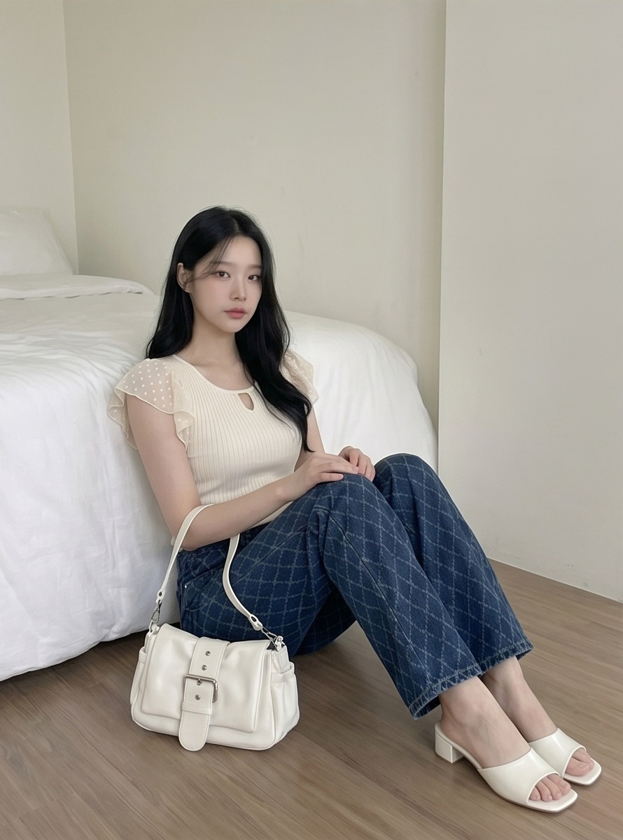 ウォッシングストレートキルティングデニムパンツ | 詳細画像30
