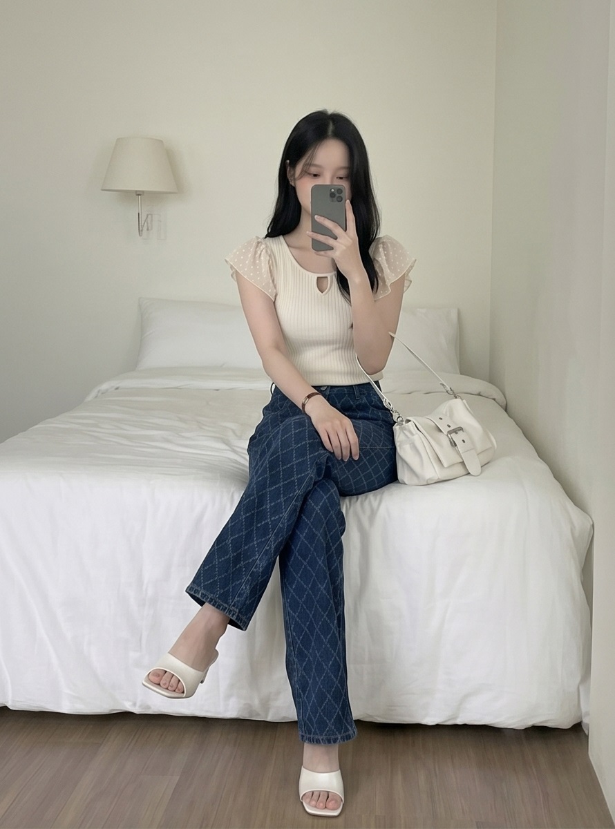 ウォッシングストレートキルティングデニムパンツ | 詳細画像33