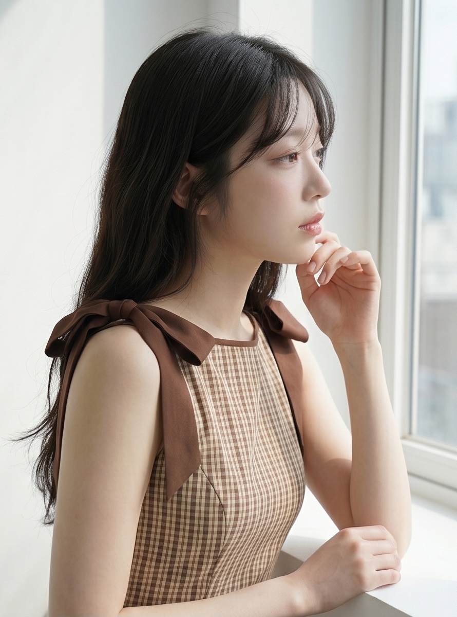 リボン(固定)ジップアップスリムロングストライプノースリワンピース | 詳細画像4