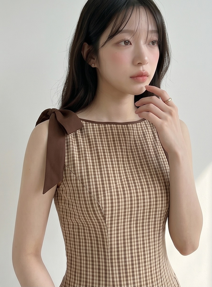 リボン(固定)ジップアップスリムロングストライプノースリワンピース | 詳細画像16