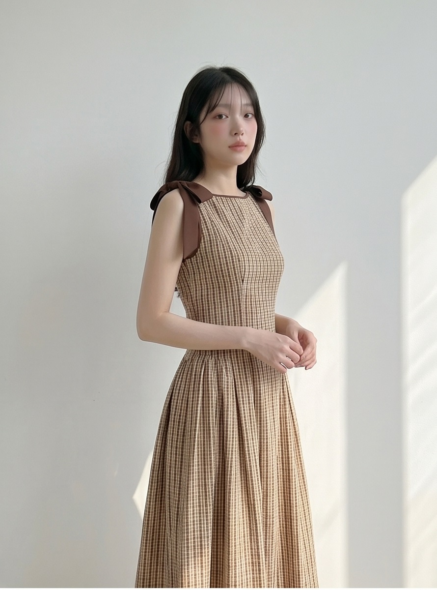 リボン(固定)ジップアップスリムロングストライプノースリワンピース | 詳細画像23