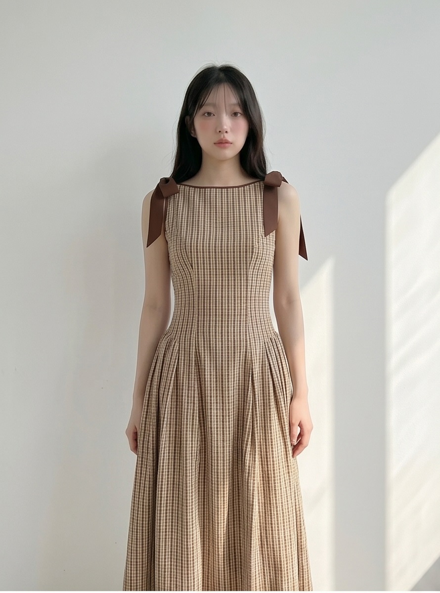 リボン(固定)ジップアップスリムロングストライプノースリワンピース | 詳細画像27