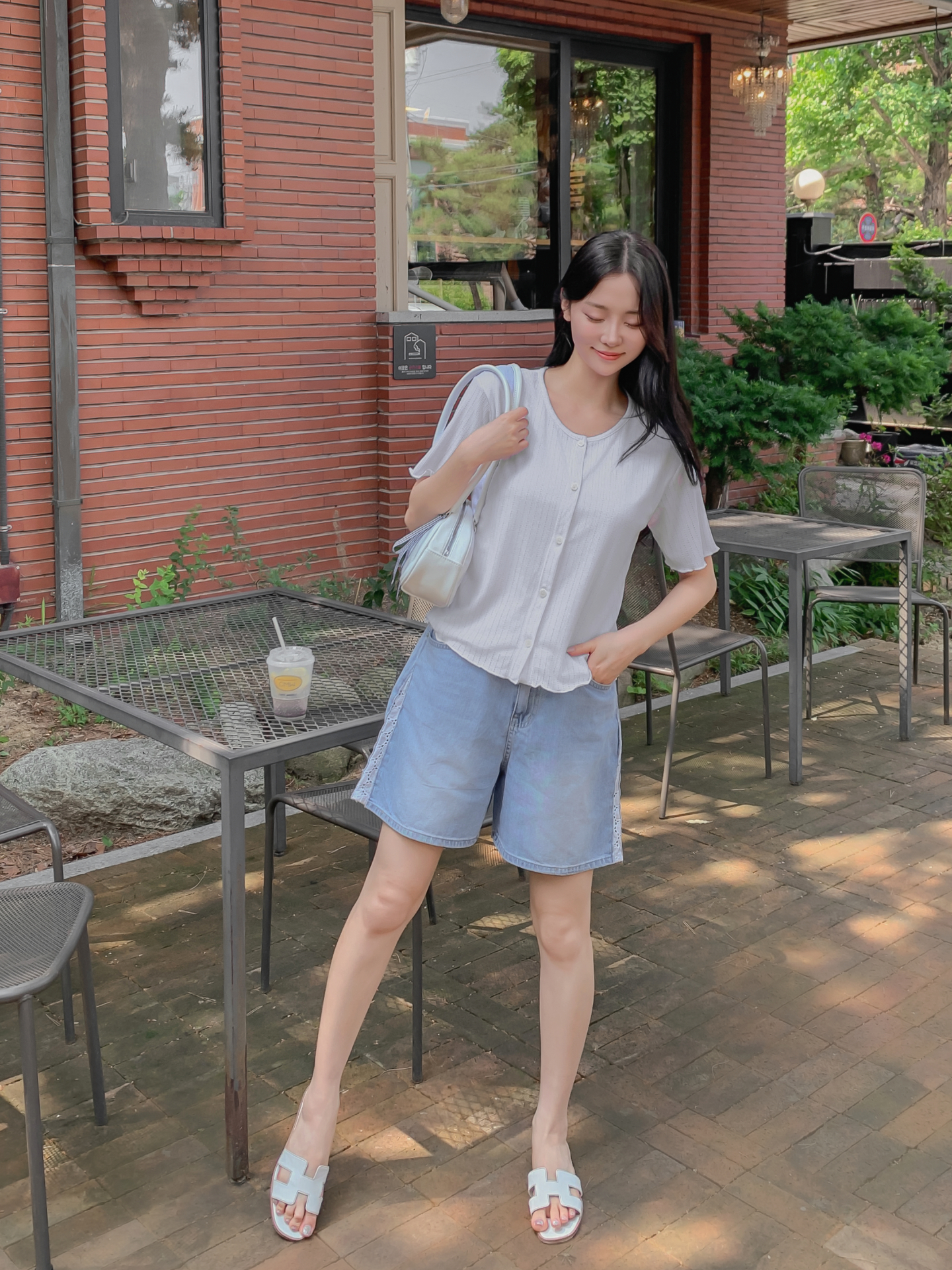 ベーシックスリムレイヤード風ルーズ半袖カーディガン | 詳細画像18