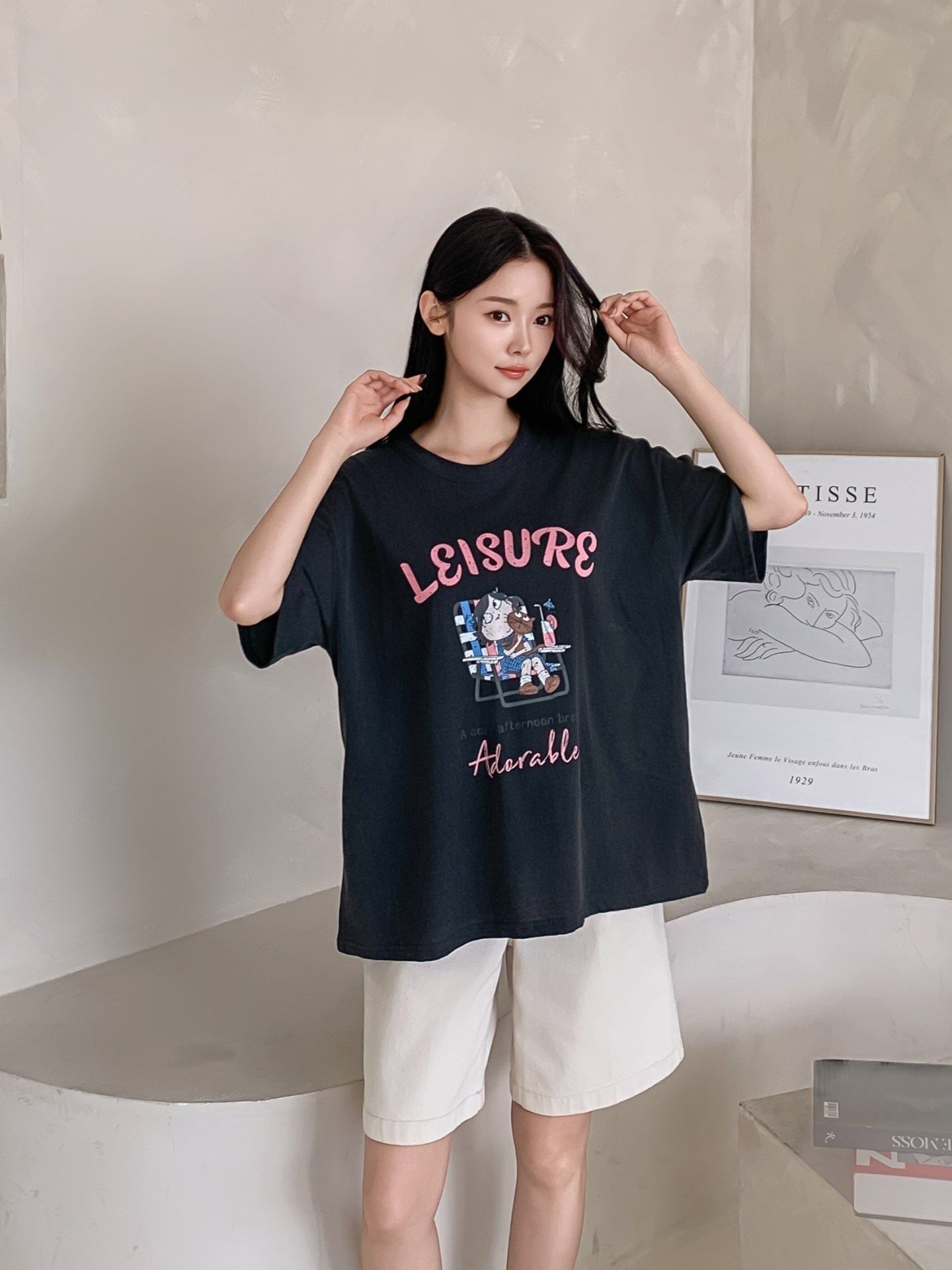 コットンラウンドネックボクシールーズ半袖ロゴTシャツ | 詳細画像10