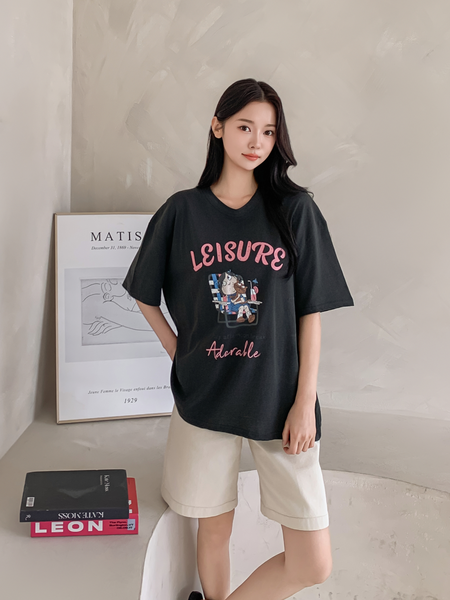 コットンラウンドネックボクシールーズ半袖ロゴTシャツ | 詳細画像13