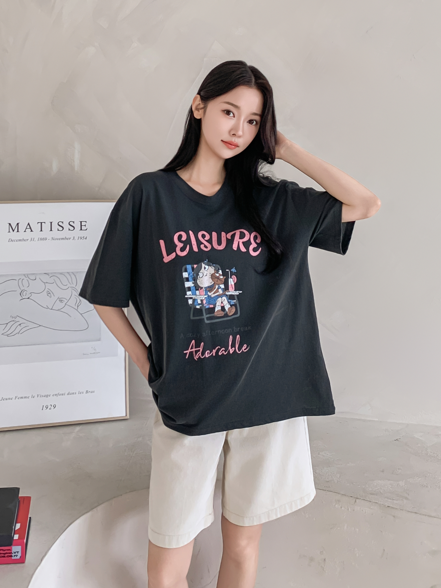 コットンラウンドネックボクシールーズ半袖ロゴTシャツ | 詳細画像14