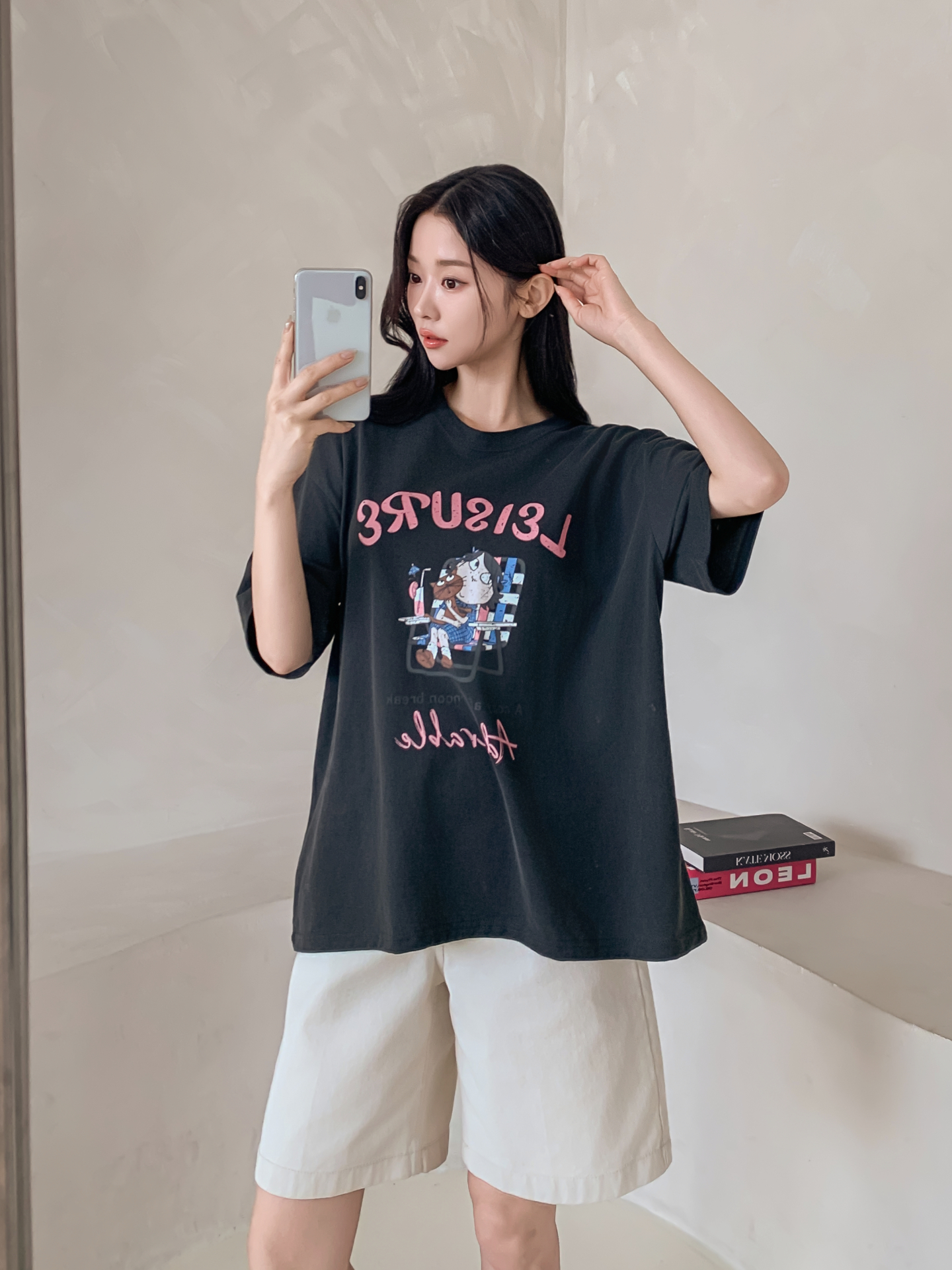 コットンラウンドネックボクシールーズ半袖ロゴTシャツ | 詳細画像15