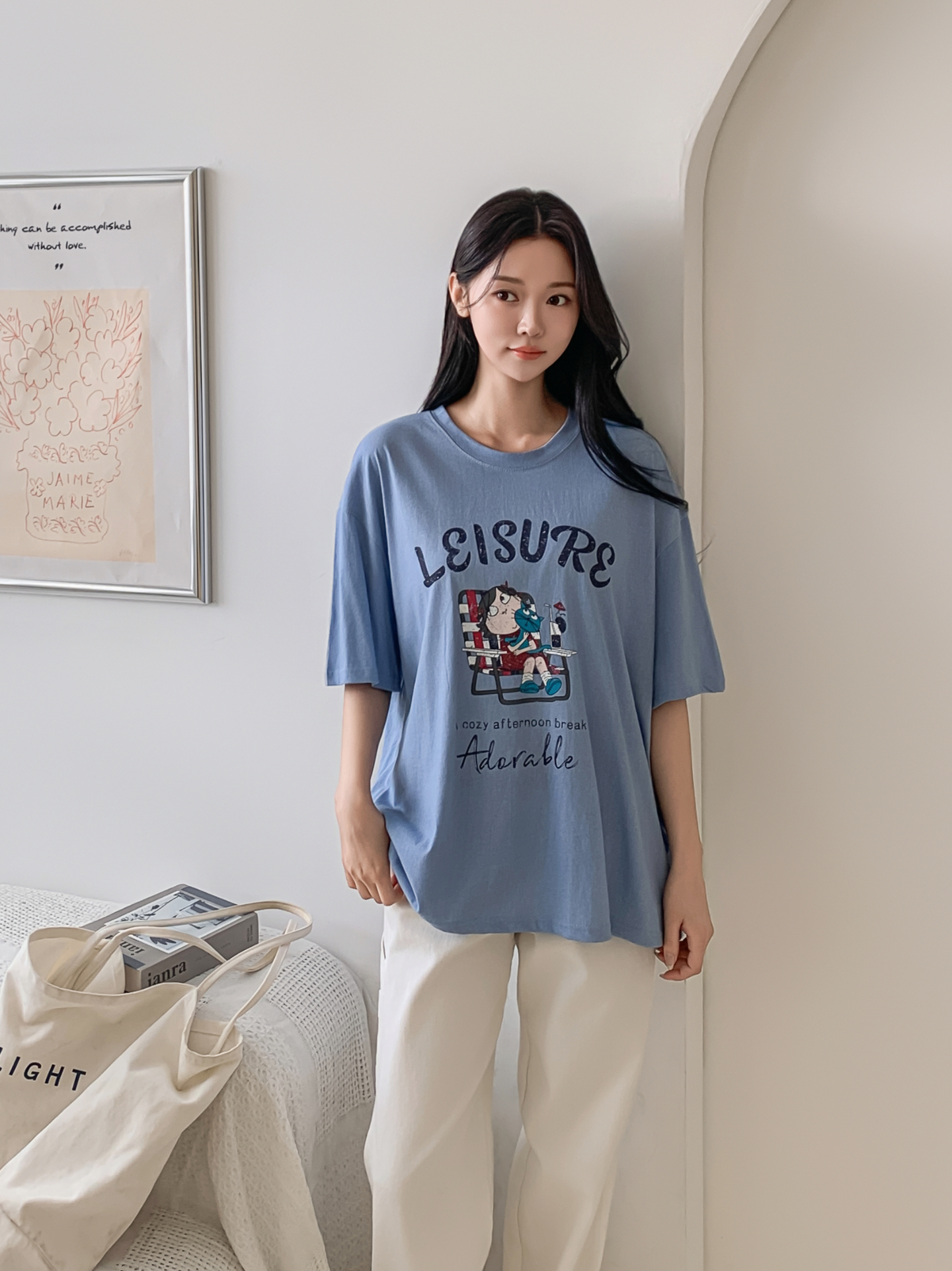 コットンラウンドネックボクシールーズ半袖ロゴTシャツ | 詳細画像17