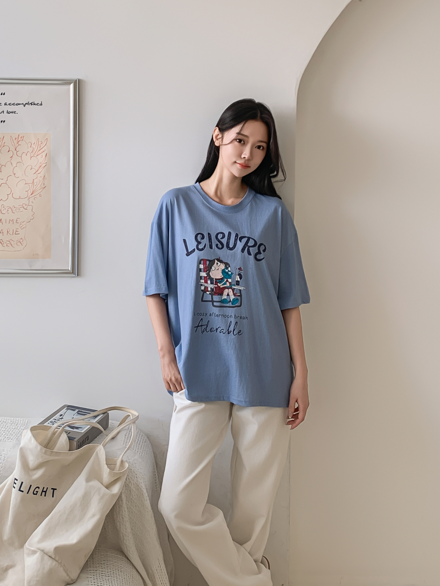 コットンラウンドネックボクシールーズ半袖ロゴTシャツ | 詳細画像21