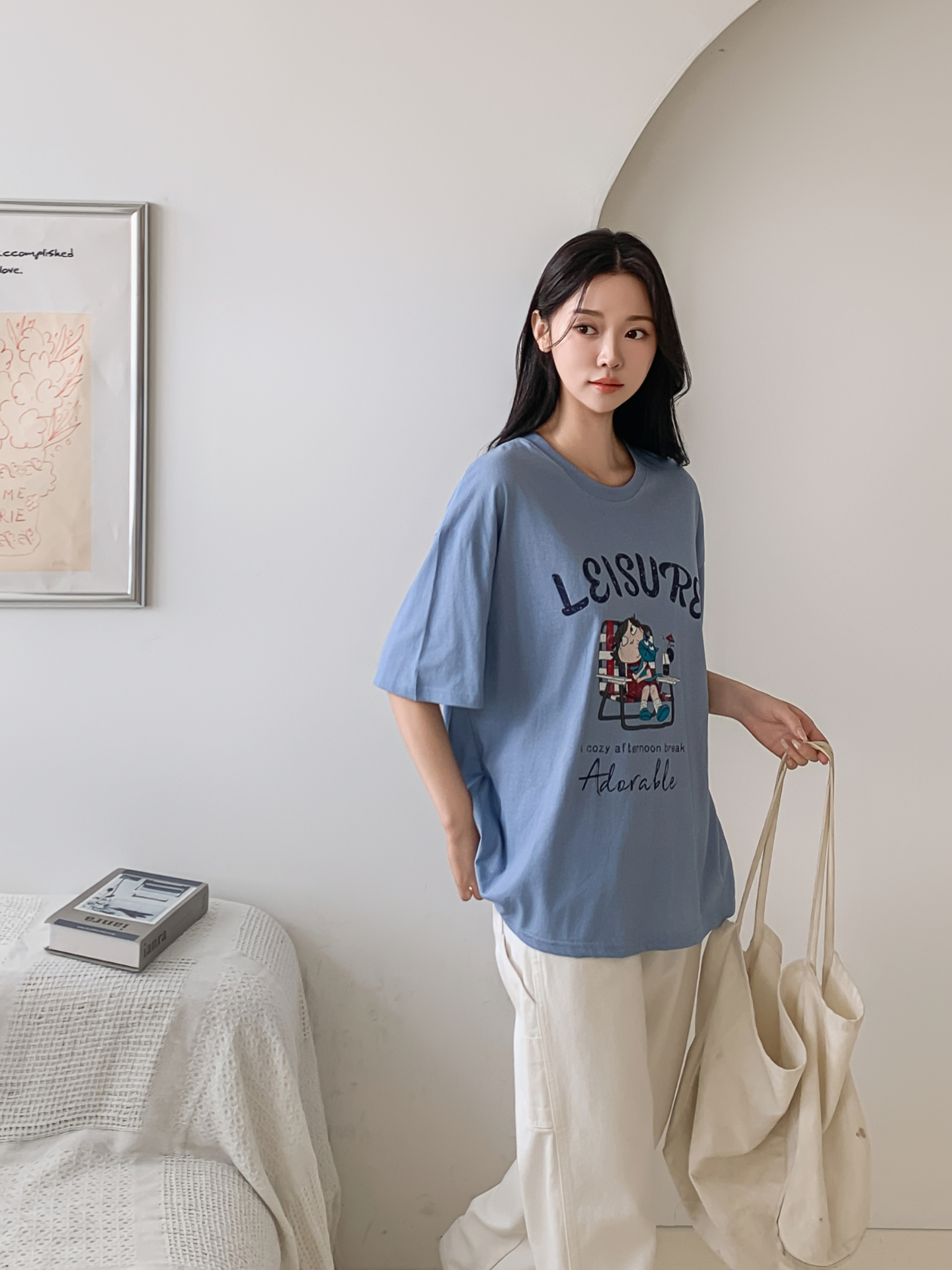 コットンラウンドネックボクシールーズ半袖ロゴTシャツ | 詳細画像25