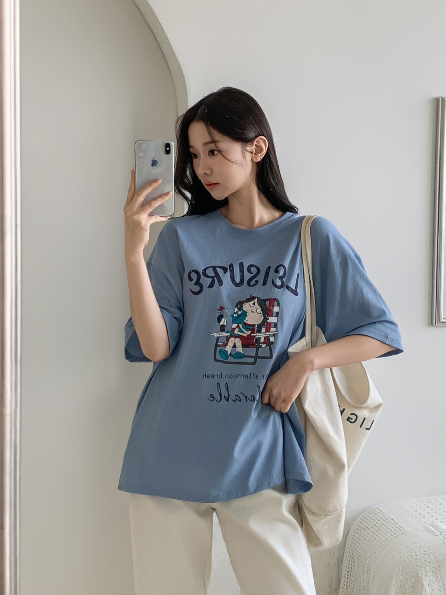 コットンラウンドネックボクシールーズ半袖ロゴTシャツ | 詳細画像29