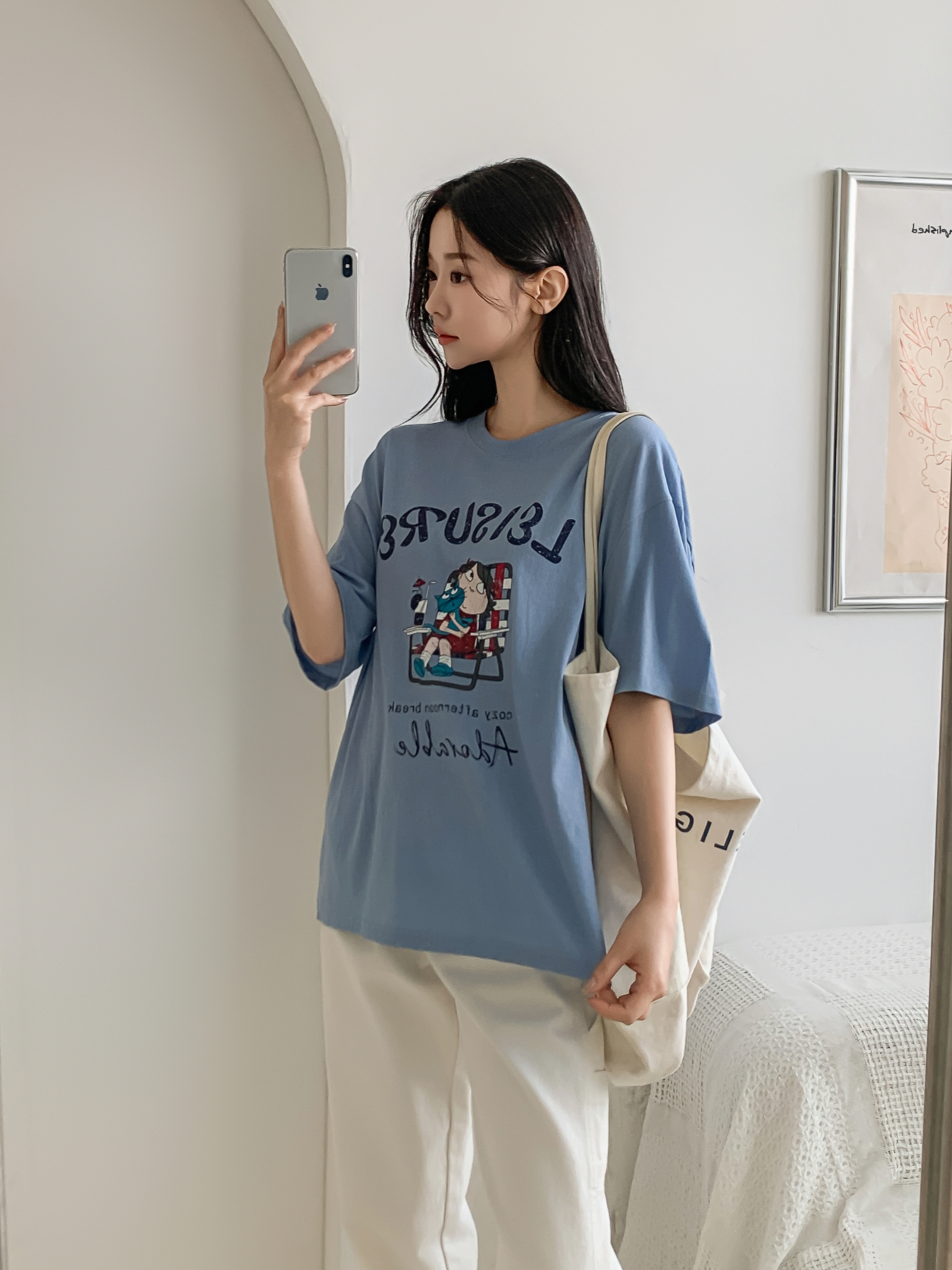 コットンラウンドネックボクシールーズ半袖ロゴTシャツ | 詳細画像30